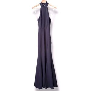 Lulu’s Navy Halter Neck Cutout Back Mermaid Gown Size Small